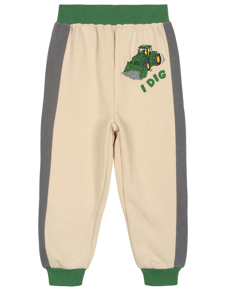 John Deere Boys' Fleece 2-Piece Hoodie and Joggers Set Tan Green
