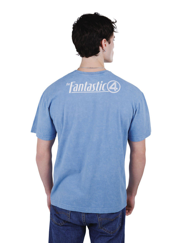 Marvel Fantastic Four Adult Men or Women Cosplay Short Sleeve T-Shirt Mottled Blue F4