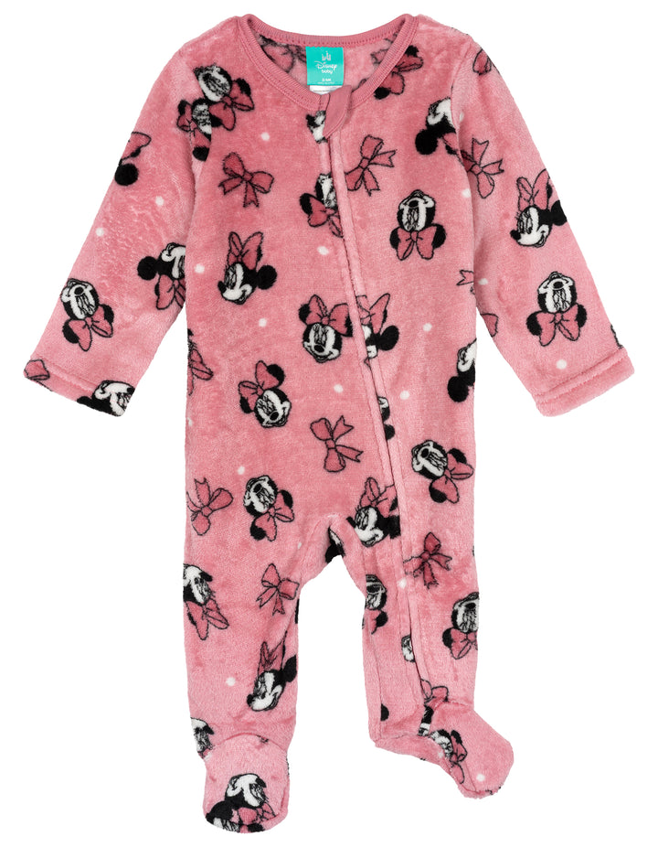 Minnie Mouse Baby Girls' Fleece Footed Sleep N Play Pink