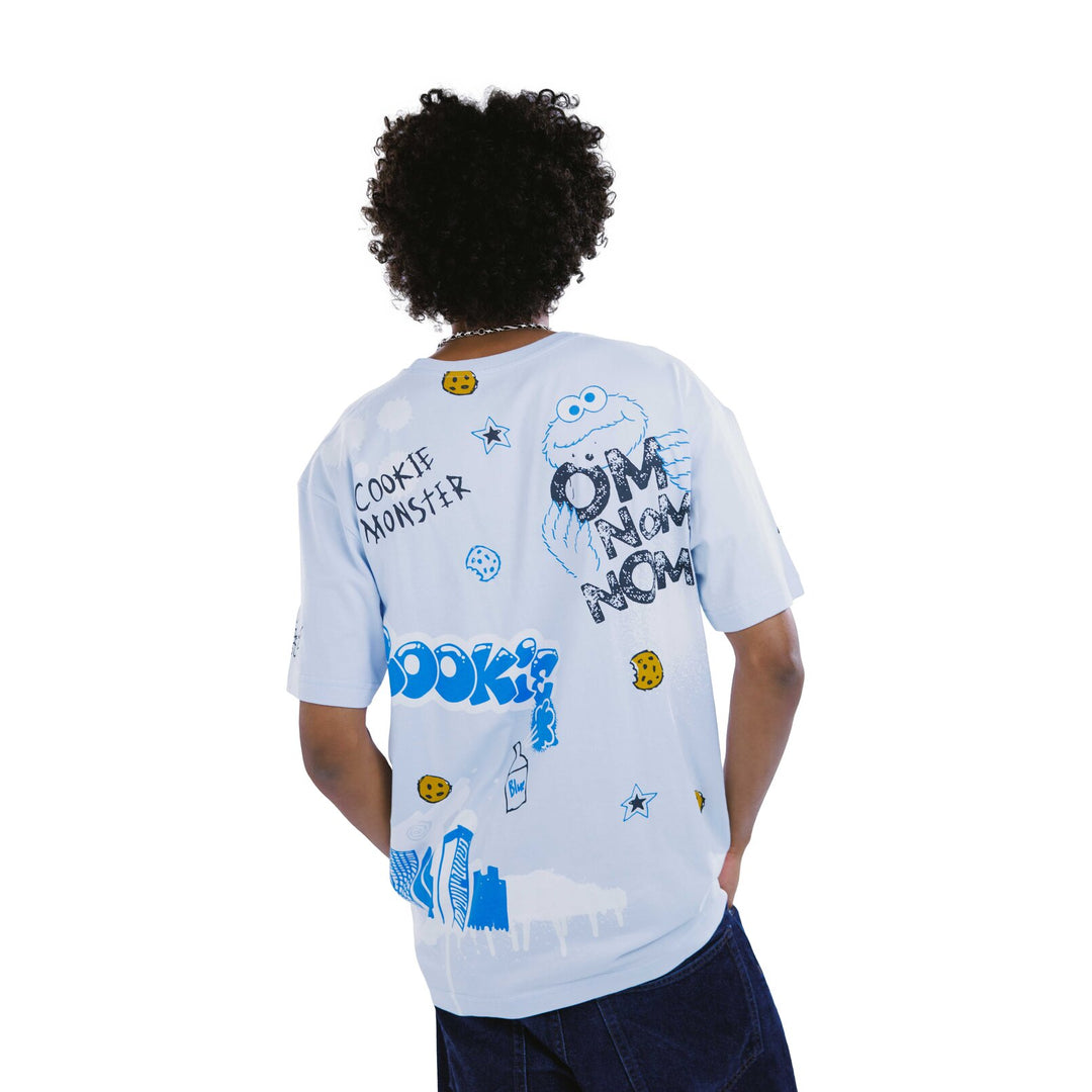 Sesame Street Cookie Monster Men's Crewneck Short Sleeve T-Shirt Blue