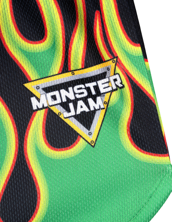 Monster Jam Grave Digger Boys' Athletic 2-Piece T-Shirt and Shorts Set Flames