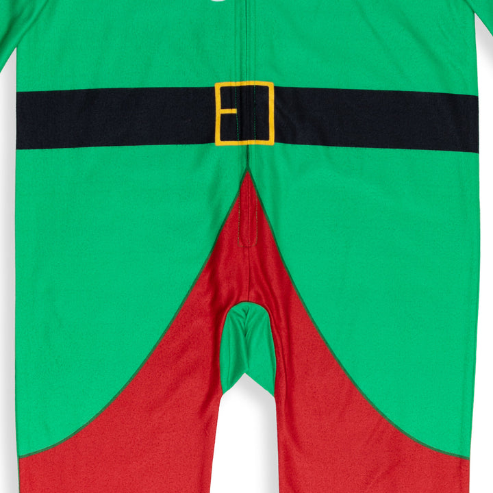 Dreamwave Elf Boys' Fleece Hooded One Piece Pajamas Green Red