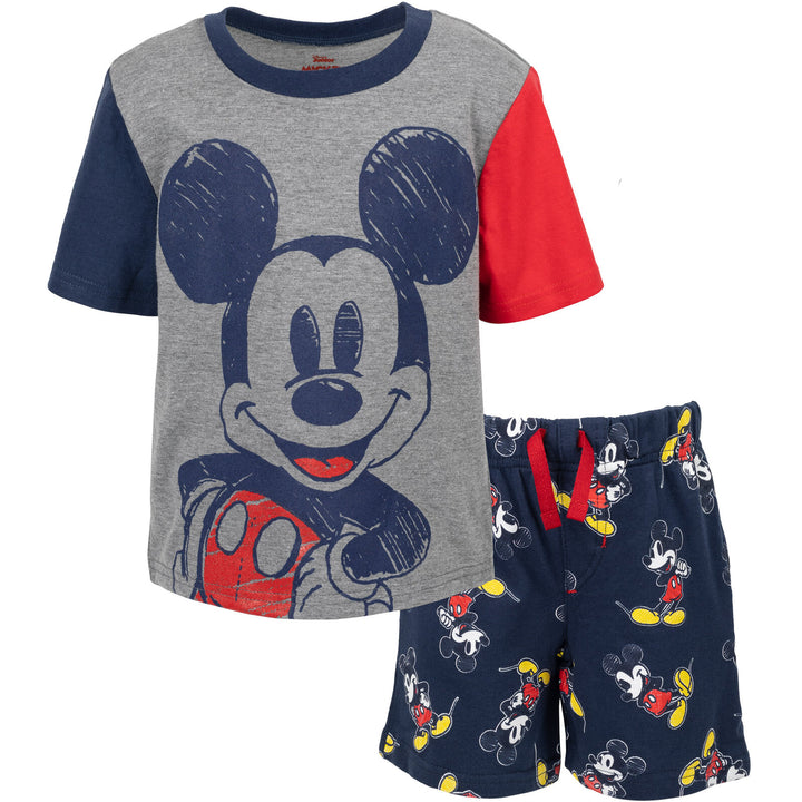 Camiseta gráfica de Mickey Mouse de Disney y pantalones cortos de felpa francesa
