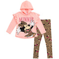Minnie Mouse Girls' 2-Piece Fleece Hoodie and Leggings Set Pink Leopard