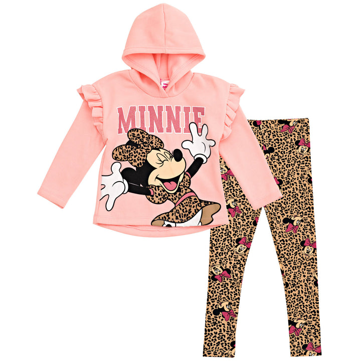 Minnie Mouse Girls' 2-Piece Fleece Hoodie and Leggings Set Pink Leopard
