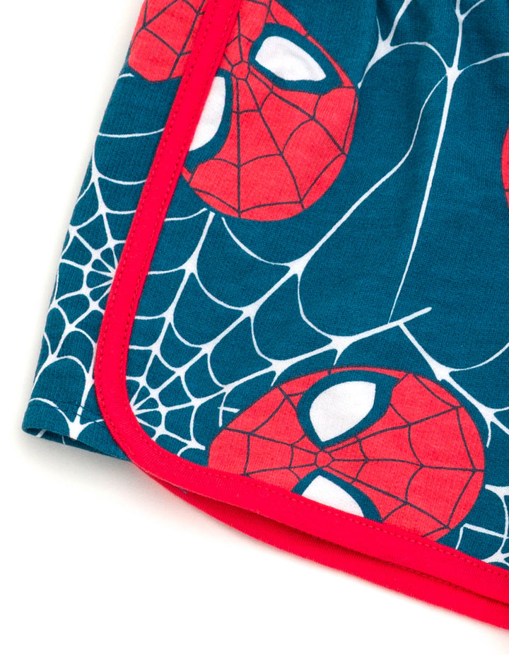 Marvel Spider-Man Cosplay 2-Piece Sleeveless Hoodie and Shorts Set Red Navy