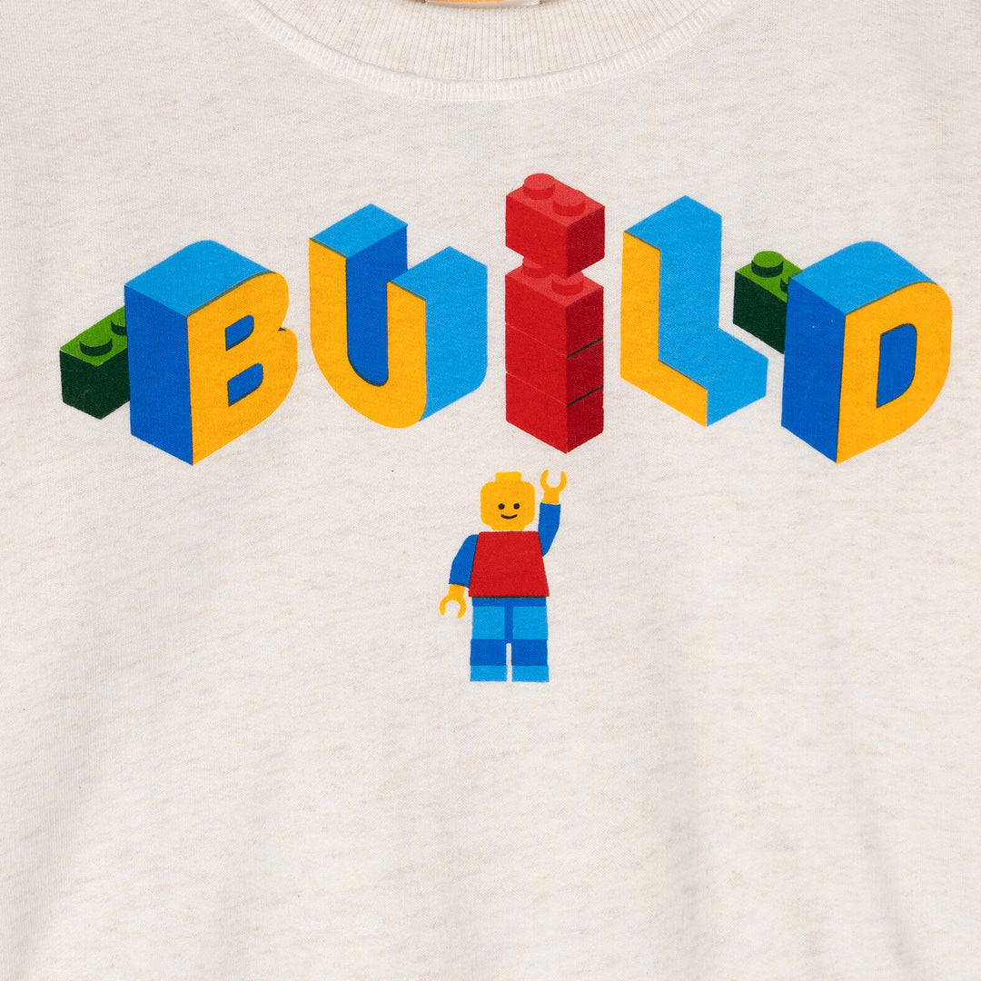 LEGO Boys' Crewneck Pullover Sweatshirt Oatmeal Minifigure