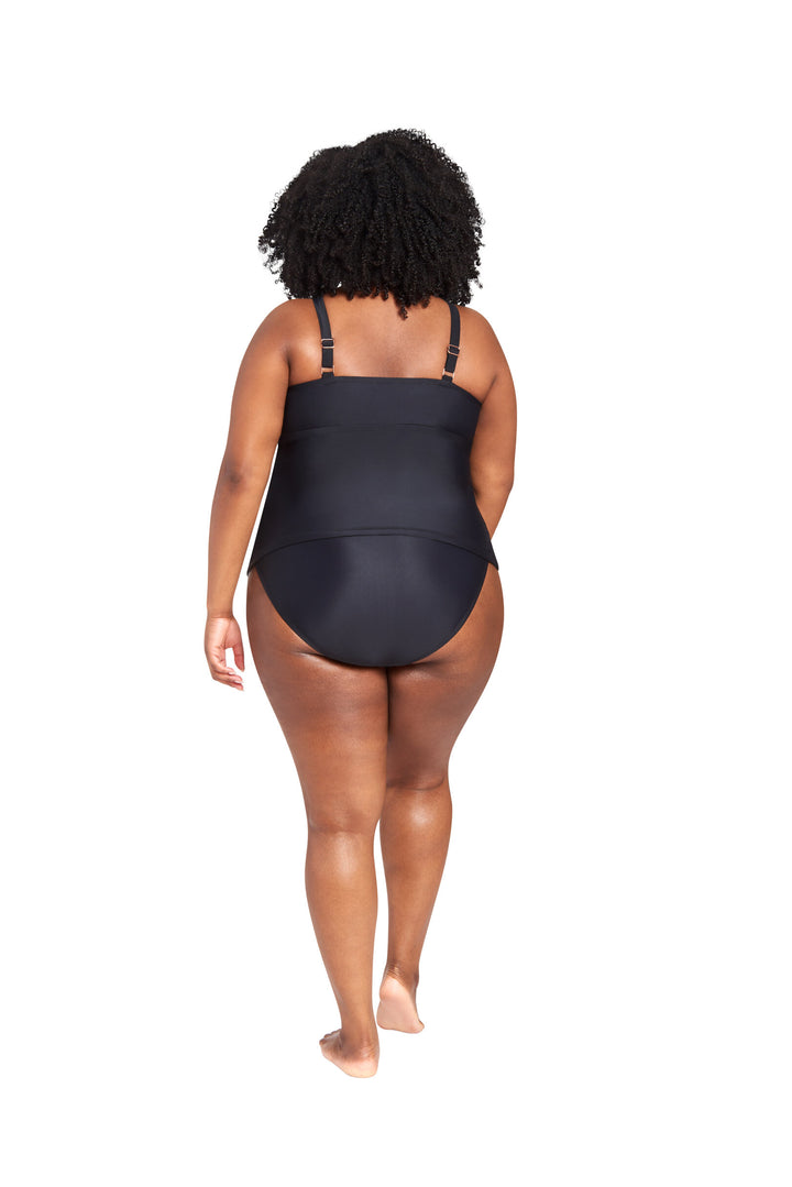 LYSA Women's Swimwear Tankini Top Solid Black