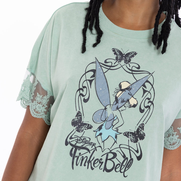 Tinkerbell Peter Pan Tinker Bell Women's Short Sleeve T-Shirt Lichen