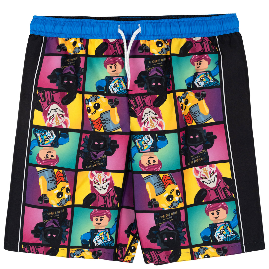 LEGO Fortnite Boys' Short Sleeve Rash Guard and Swim Trunks Set Blue