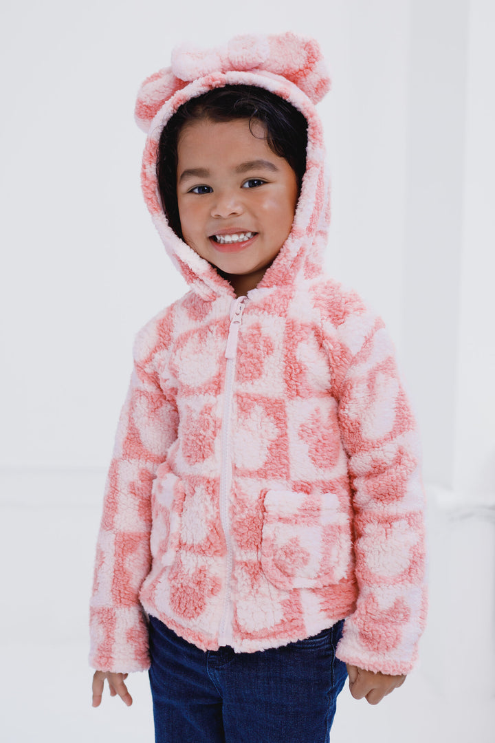 Minnie Mouse Girls' Fleece Zip-Up Hoodie Light Pink