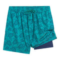 Dreamwave Men's Compression Liner Swim Trunks with Phone Pocket 7 inch Inseam Anti Chafing Teal Sea Turtles