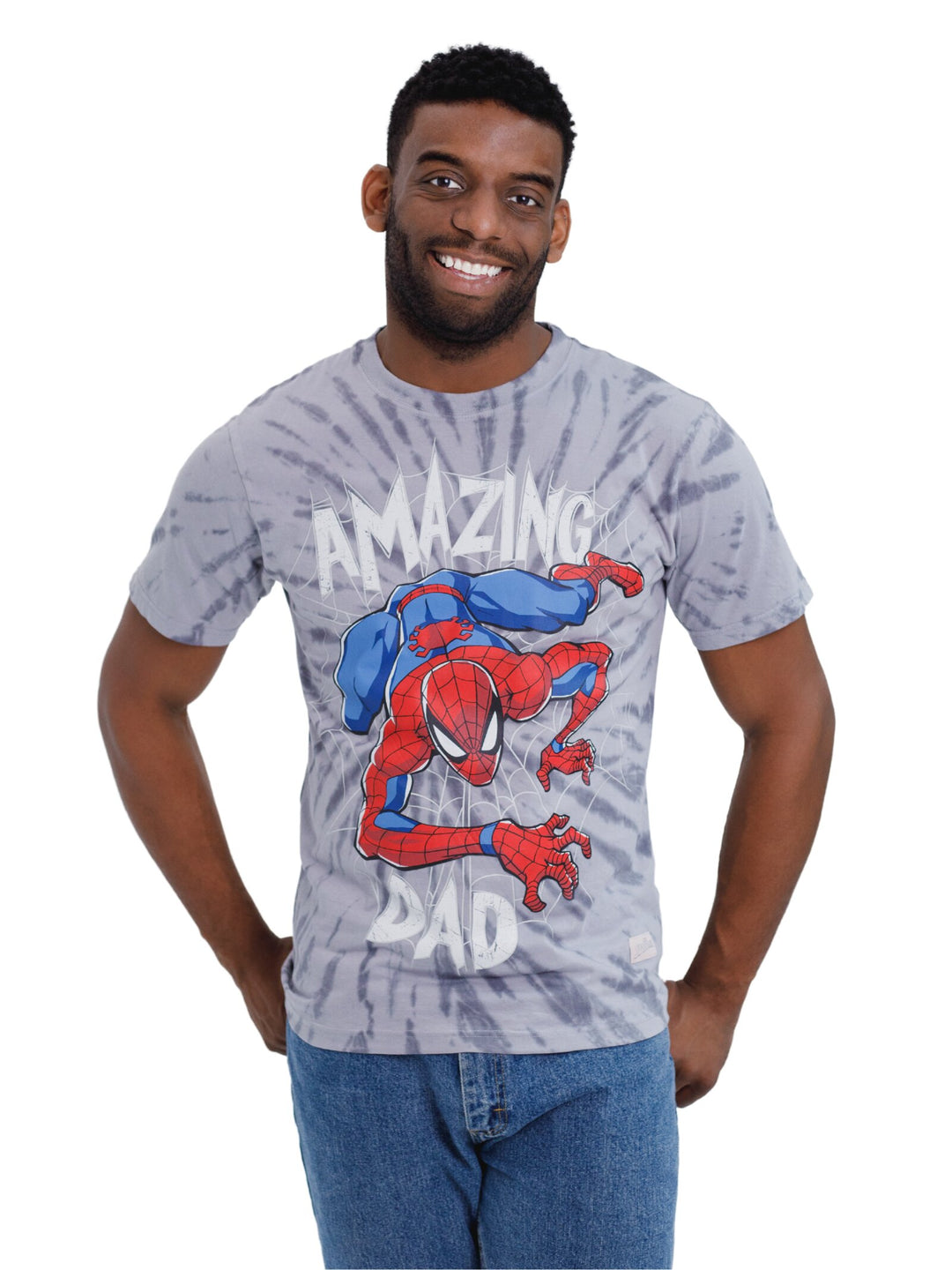 Marvel Spider-Man Cotton Short Sleeve Graphic T-Shirt Grey TieDye Spiderman
