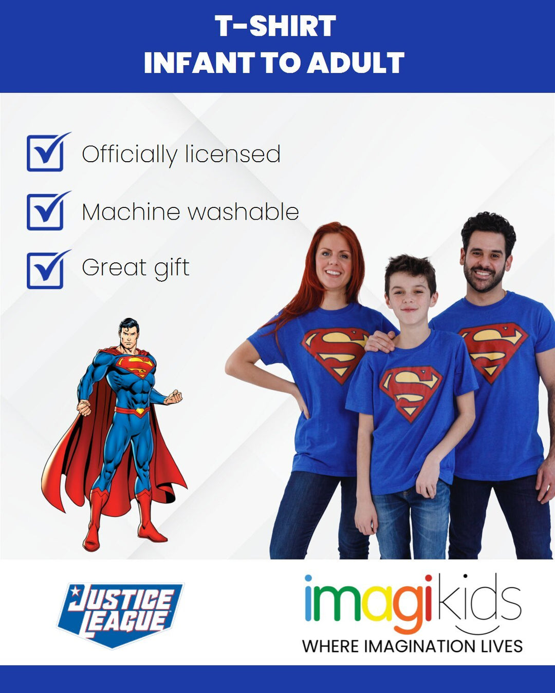 DC Comics Justice League Superman Women's Cosplay T-Shirt Victoria Blue