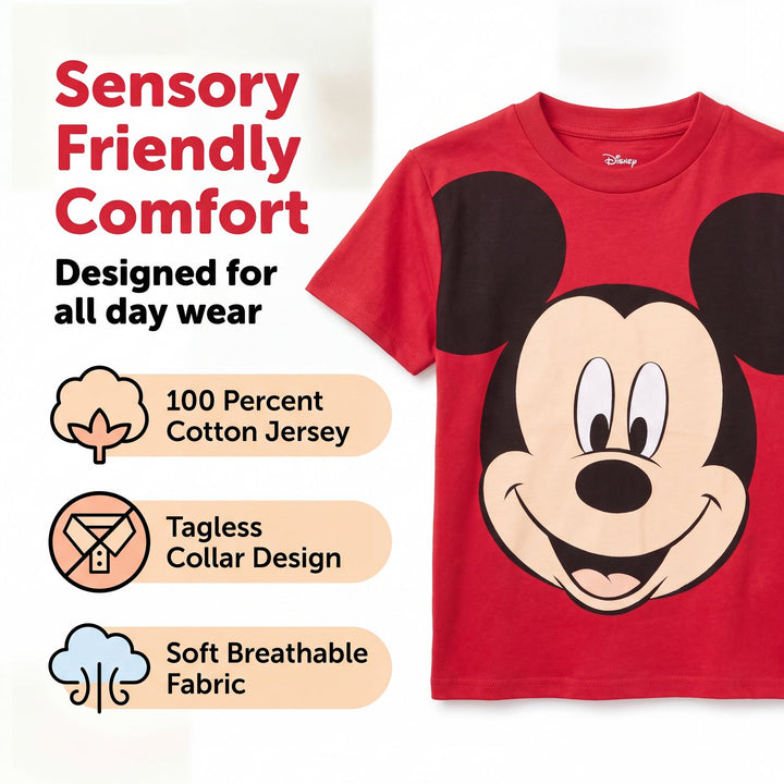 Disney Mickey Mouse Boys' Short Sleeve T-Shirt Bright Red