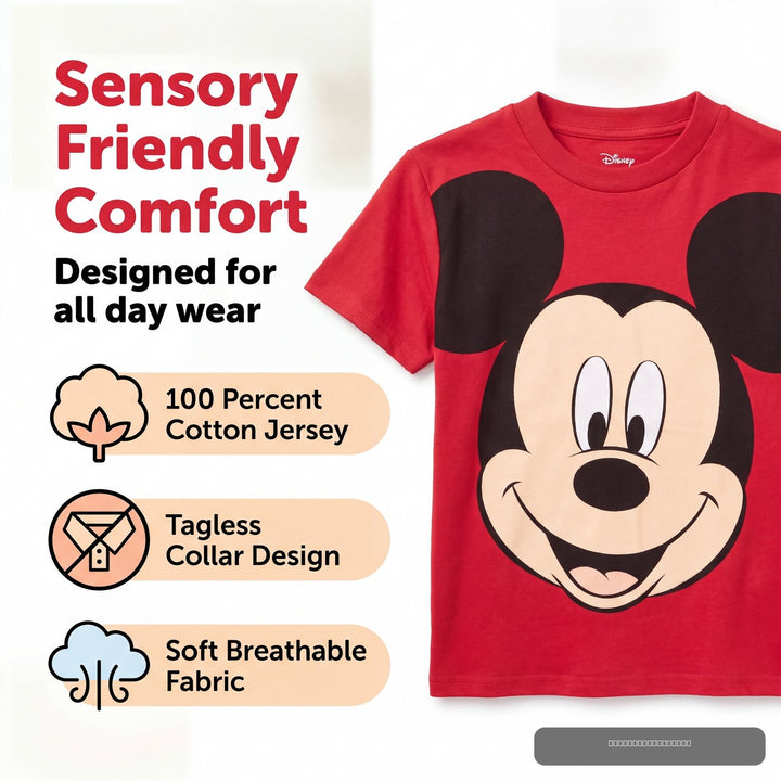 Disney Mickey Mouse Boys' Short Sleeve Graphic T-Shirt Scarlet Red