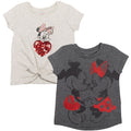 Minnie Mouse Girls' 2-Pack Glitter Tees Grey Oatmeal Mickey