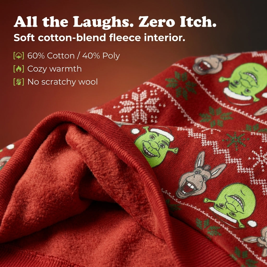 Shrek Boys' Holiday Fleece Pullover Sweatshirt Scarlet Donkey