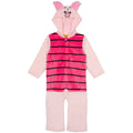 Disney Winnie the Pooh Piglet Girls' Cosplay Fleece Hooded Coverall Pink Stripe