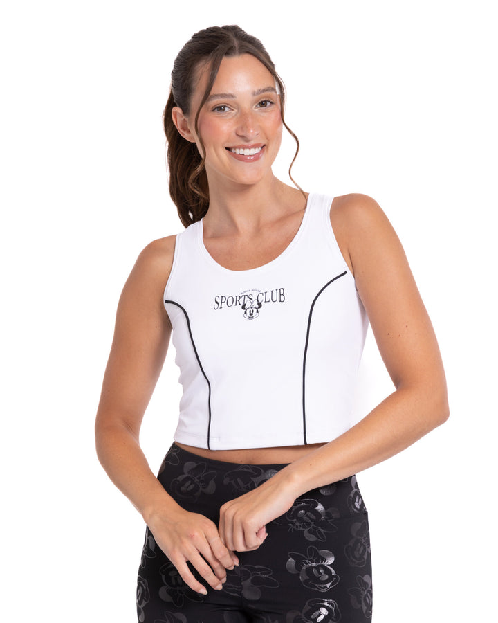 Minnie Mouse Women's Athletic Cropped Sports Bra White