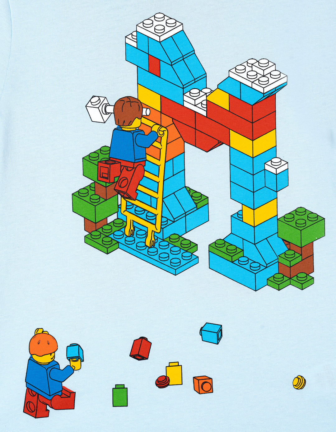 LEGO Boys' Short Sleeve T-Shirt Light Blue Bricks