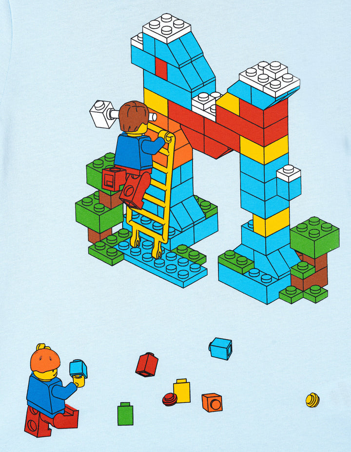 LEGO Boys' Short Sleeve T-Shirt Light Blue Bricks