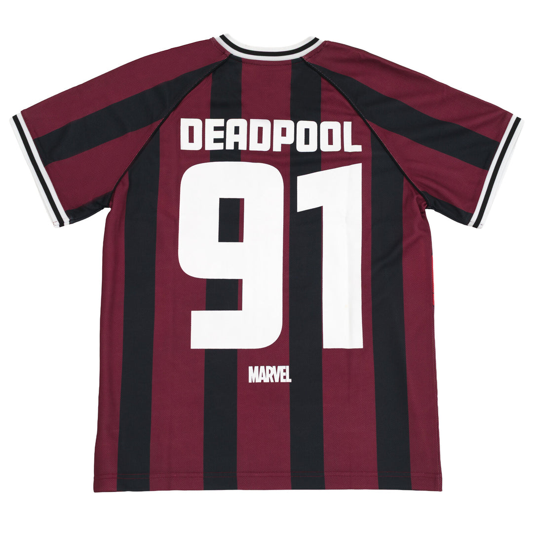 Marvel Deadpool & Wolverine Men's Athletic Jersey Shirt  V-neck T-Shirt Maroon