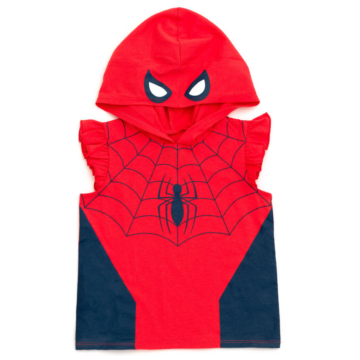 Marvel Spider-Man Cosplay 2-Piece Sleeveless Hoodie and Shorts Set Red Navy