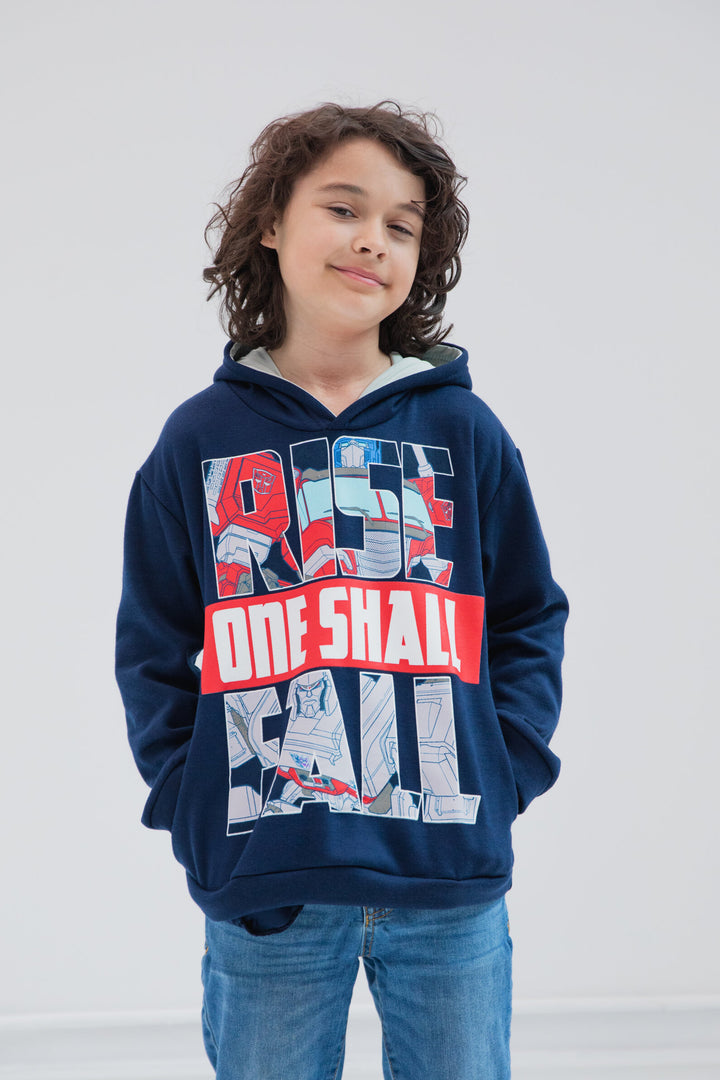 Transformers Boys' Fleece Hooded Sweatshirt Optimus Megatron Navy