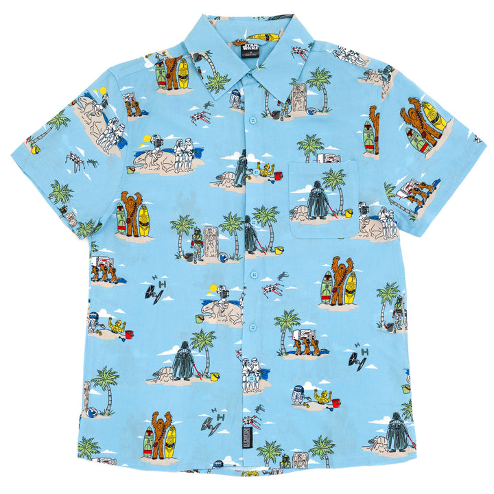 Star Wars Men's Hawaiian Shirt, Dress, Short Set and Romper Vader Boba Blue