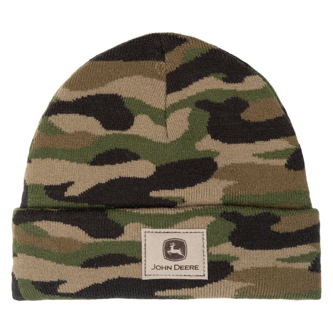 John Deere Boys' Knit Beanie Hat Green Camouflage