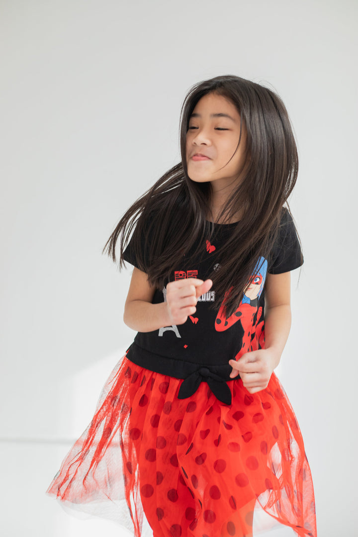 Miraculous Ladybug Girls' Cosplay Tutu Dress Black Red