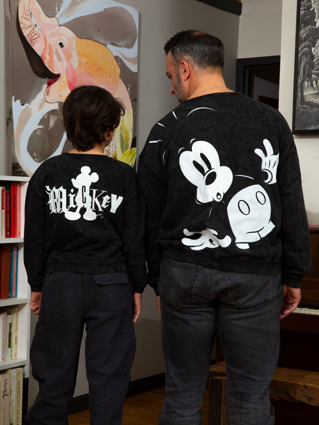 Disney Mickey Mouse Mineral Wash French Terry Pullover Sweatshirt Washed Black