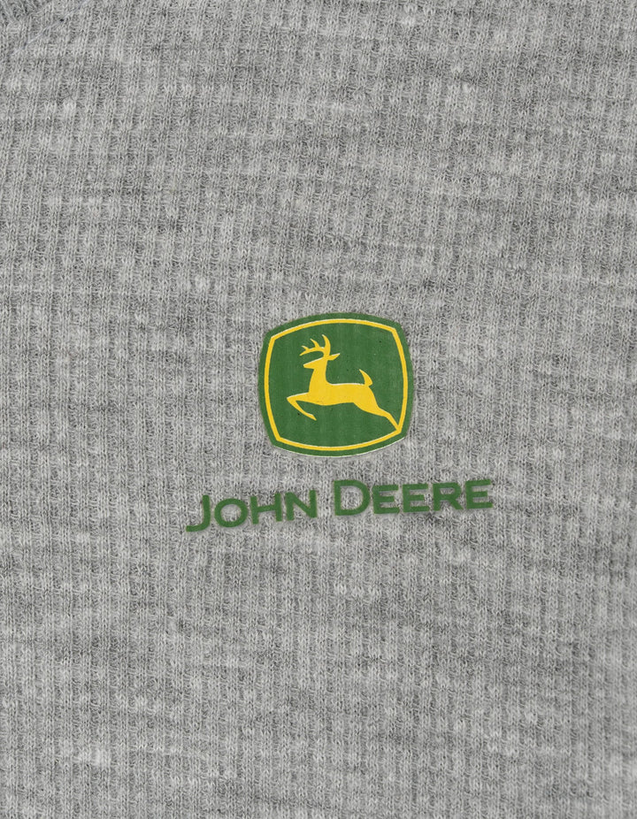 John Deere Boys' Waffle Knit Henley Shirt Athletic Heather Grey
