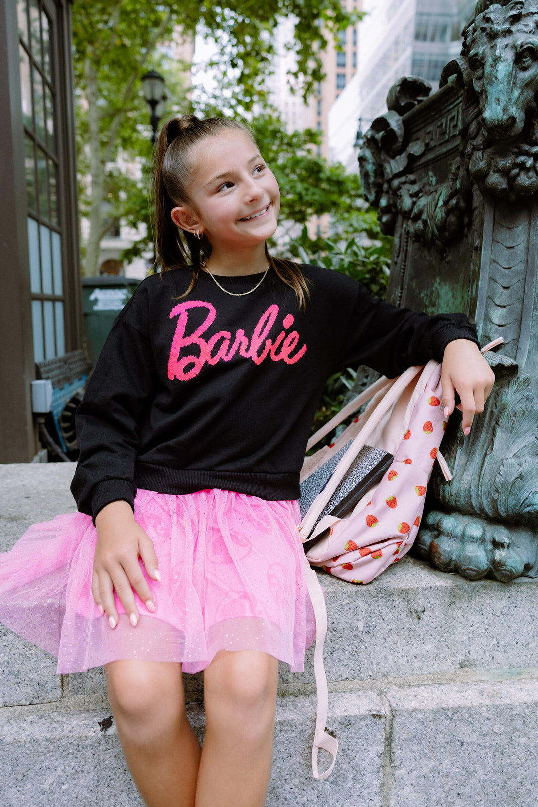Barbie Girls' Glitter Tutu Dress Black Pink