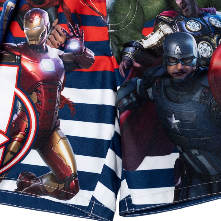 Marvel Avengers Boys' Quick-Dry Swim Trunks with Mesh Liner Red Navy