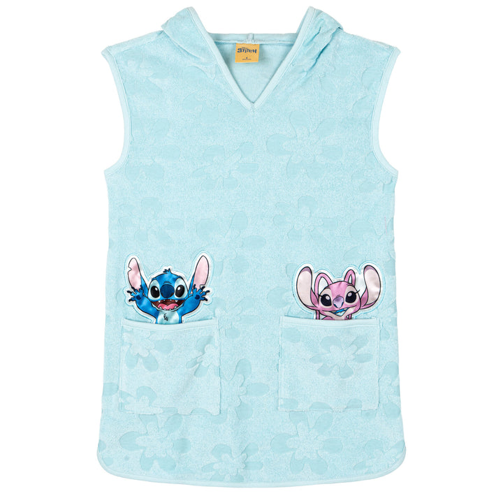 Lilo & Stitch Girls' Hooded Swimwear Cover Up Angel Blue