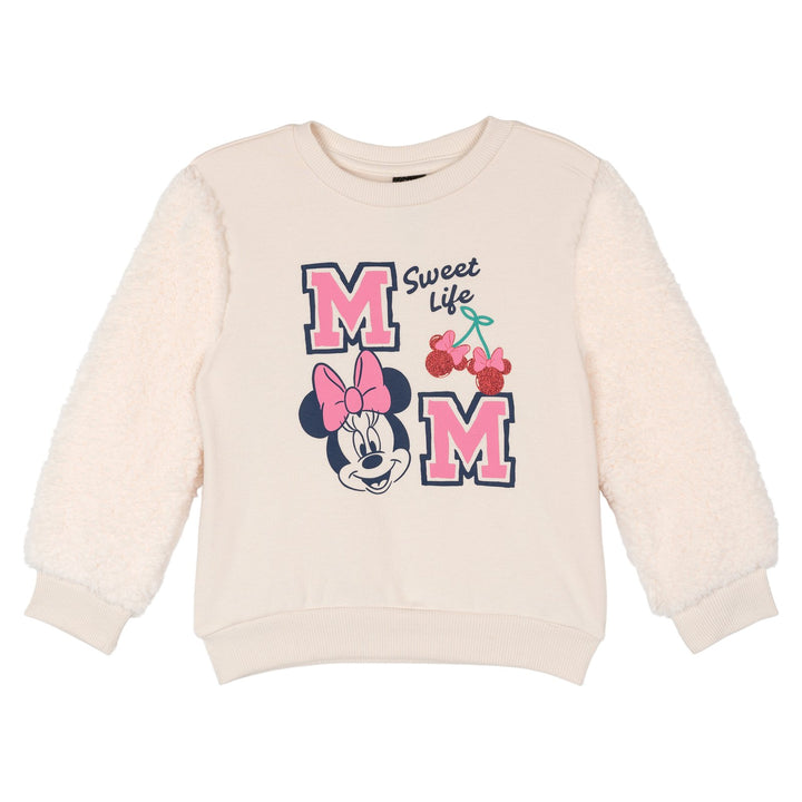 Minnie Mouse Girls' Fleece Sweatshirt and Leggings Set Ivory Navy