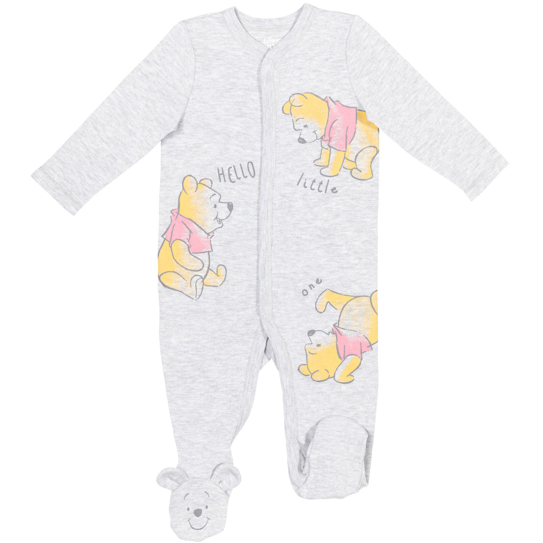 Disney Winnie the Pooh 2-Pack Footed One-Piece Sleep N' Play White Grey