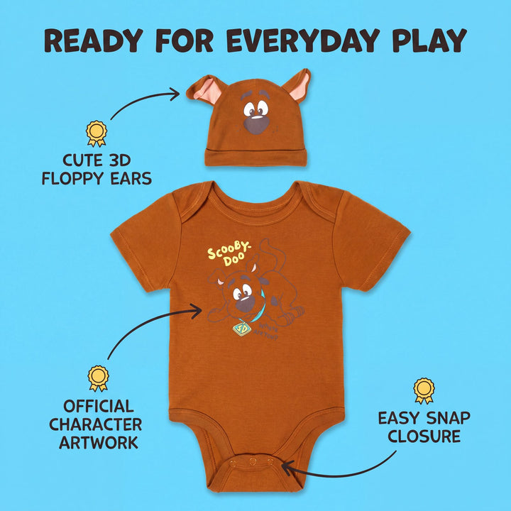 Warner Bros. Scooby-Doo Baby Boys' Cosplay Bodysuit and Hat Set Brown