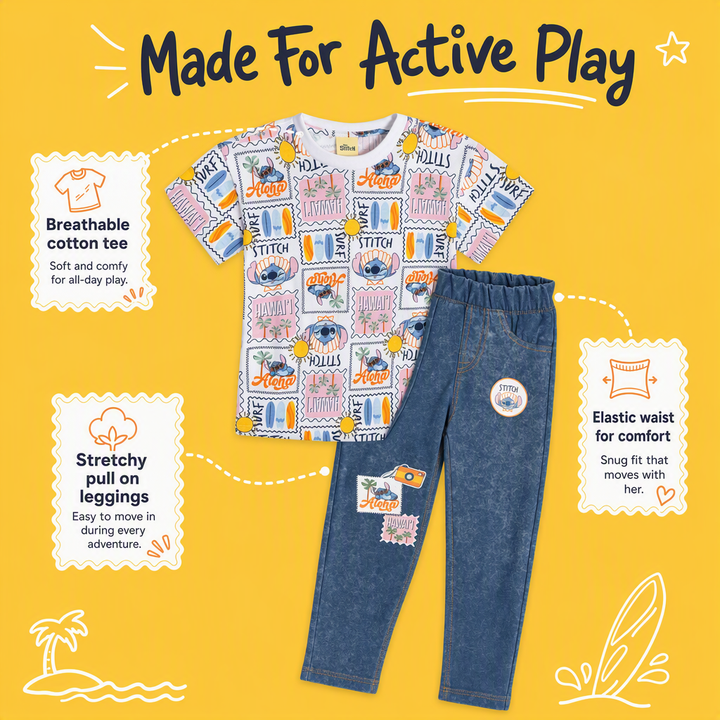 Lilo & Stitch Girls' T-Shirt and Jeggings Set Tusk Blue