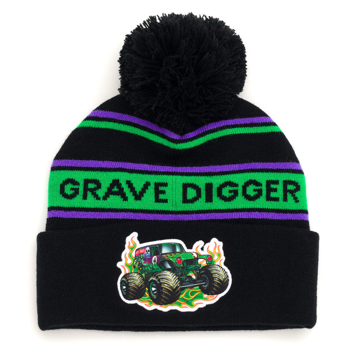 Monster Jam Grave Digger Matching Family Knit Beanie Hat Black