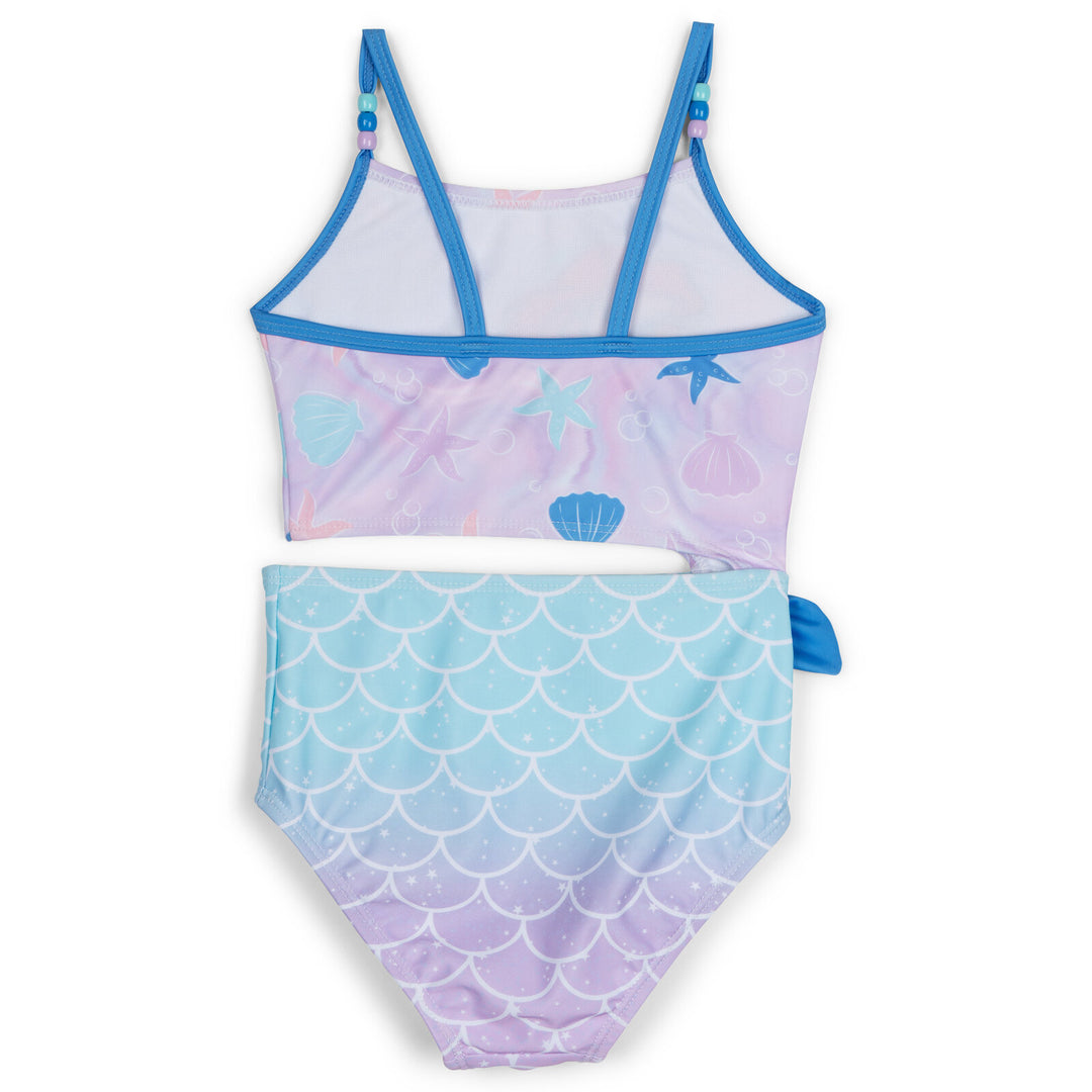 The Little Mermaid Princess Ariel Girls' One Piece Bathing Suit Lavender Blue