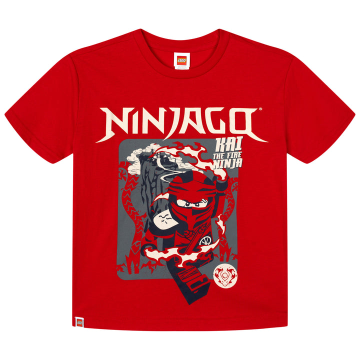 LEGO Ninjago Boys' Short Sleeve T-Shirt Red Fire Ninja Kai