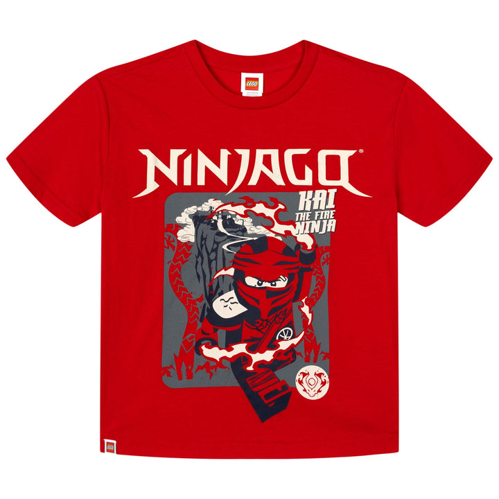 LEGO Ninjago Boys' Short Sleeve T-Shirt Red Fire Ninja Kai
