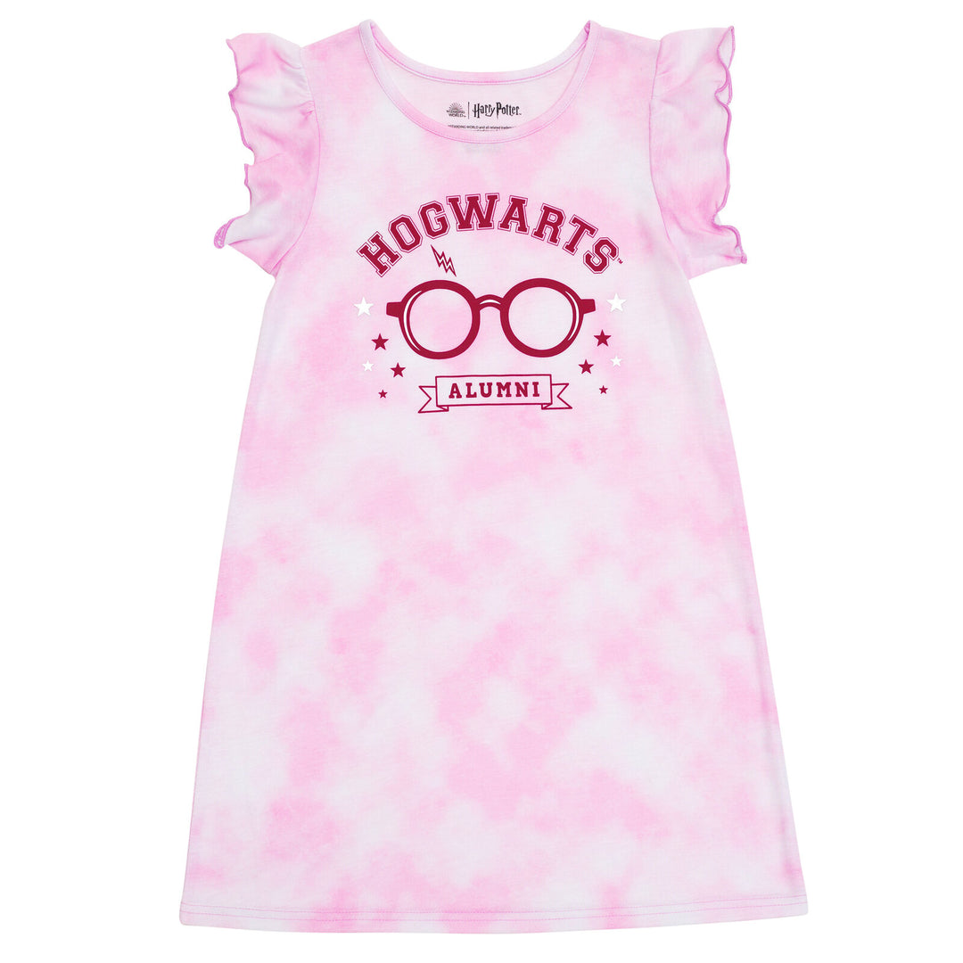 Harry Potter Little Girls' 2-Pack Flutter Sleeve Nightgowns Pink Blue Tie Dye
