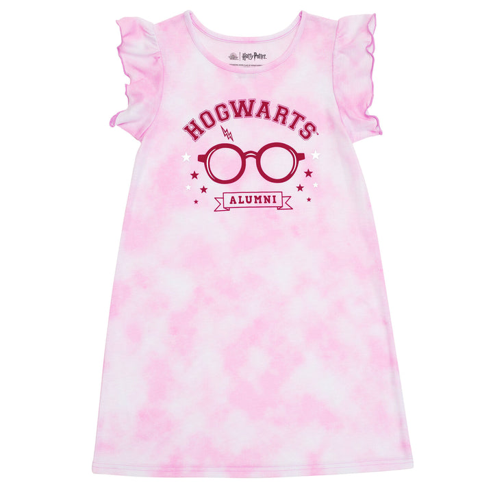Harry Potter Little Girls' 2-Pack Flutter Sleeve Nightgowns Pink Blue Tie Dye