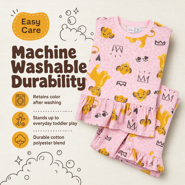 Disney Lion King Simba Girls' Fleece Sweatshirt and Pants Set Pink Leopard