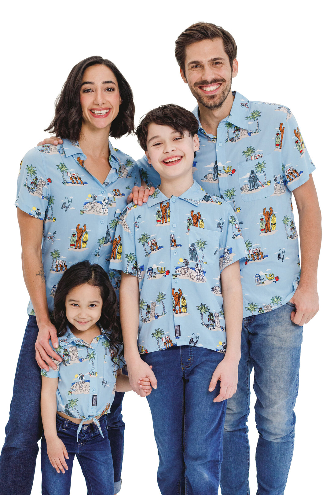 Star Wars Hawaiian Shirt, Dress, Short Set and Romper Boba Chewie Blue