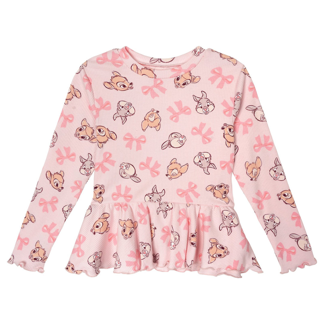 Disney Bambi Girls' Ribbed Long Sleeve Tee and Pants Set Pink Thumper